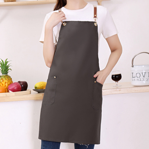 Groothandel Custom Logo Keuken Canvas Slabbetje Waterdichte Mouwloze Schort Ber Stijl Voor Chef 'S Taille Jurk Voor Restaurant Cafe Winkel - Product Image 1