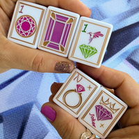 Ensemble de tuiles de mahjong américain en acrylique violet foncé à 3 couches de luxe, tuiles améthyste, bijoux en dentelle précieuse, gravure personnalisée, écologique