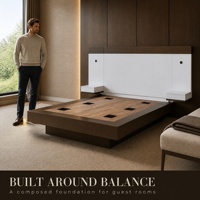 Ensemble de chambre d'hôtel personnalisé : Lit plateforme en chêne avec tête de lit capitonnée et sommier à lattes, taille King Size, en bois, dernière collection