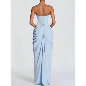 <span class=keywords><strong>Robe</strong></span> de soirée <span class=keywords><strong>sur</strong></span> <span class=keywords><strong>mesure</strong></span> en mousseline de soie à volants superposés, fendue, coupe trapèze, longueur ras du sol, pour demoiselles <span class=keywords><strong>d</strong></span>'<span class=keywords><strong>honneur</strong></span> - Product Image 3