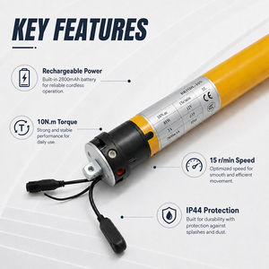 Moteur tubulaire <span class=keywords><strong>solaire</strong></span> DC/AC 35 mm avec application WiFi et protection IP44 pour volets roulants électriques intelligents, garages et ateliers industriels - Product Image 4