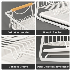 Égouttoir d'angle pour vaisselle, support de rangement gain de place pour <span class=keywords><strong>comptoir</strong></span> de cuisine, porte-assiettes et bols, organisation de rangement - Product Image 3