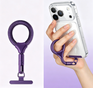 HR Short Pendant <b>Chain</b> with Spacer Phone Lanyard Finger Ring High-end Metal Buckle Anti-loss Self-locking Hand <b>Rope</b> 15cm - Product Image 1