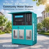 Distributeur d'eau automatique haute capacité 450L pour extérieur, distributeur d'eau ATM pour espaces publics, paiement par pièces, carte, QR, 24h/24, RO, UV