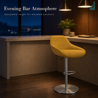 Tabouret de bar pivotant en tissu rembourré, hauteur réglable, base chromée à vérin à gaz, chaise de comptoir moderne rotative pour bureau et salon