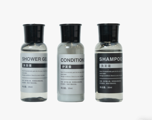 Mini Botella de Champú de Vidrio Transparente para <span class=keywords><strong>Hotel</strong></span>, Set de Baño de Viaje de 35 ml, Tapa Abatible Negra de PE, Artículos de Aseo para Hoteles - Product Image 2