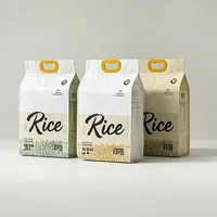 Sac d'emballage pour riz en nylon plastique recyclable, imprimé sur mesure, résistant à l'humidité, 2 kg, 5 kg, 10 kg, avec poignée en plastique