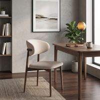 Chaise de salle à manger moderne en bois massif de style nordique avec assise et dossier rembourrés, chaise d'appoint pour salle à manger, maison, hôtel