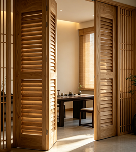 Paravent pliant en bois à 3 panneaux, fait main, multifonctionnel, design bohème, écran d'intimité coulissant opaque, structure en cadre - Product Image 1