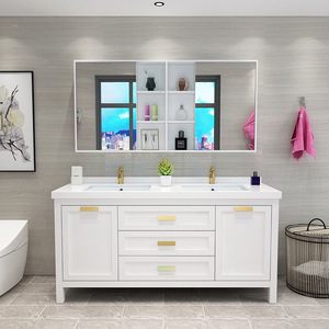 Mueble de Baño de Cerámica de Alta Calidad con Diseño Moderno y Fácil Limpieza, Montado en la Pared, con Espejo Iluminado y <span class=keywords><strong>Lavabo</strong></span> - Product Image 1