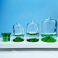 Bouteille en verre de parfum vert de luxe avec diffuseur de conception de givre de logo personnalisé de fond volcanique