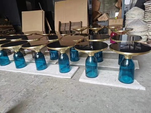 Mesa de Centro Moderna Contemporánea de Vidrio Templado Morado con Espejo, Popular para Uso en el Hogar y Comedor, de Acero y Metal para Sala de Estar - Product Image 3