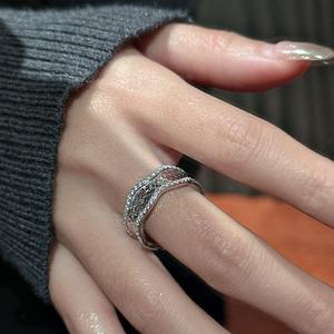 Anillo Wenchi S925 de Plata Pura, Estilo Francés Retro, Diseño Simple y Exclusivo, con Patrón de Ondas Brillantes, Joyería Elegante de Lujo Ligero de 18K - Product Image 4