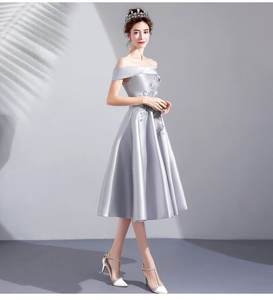 Vestidos de noche cortos modernos <span class=keywords><strong>para</strong></span> <span class=keywords><strong>mujer</strong></span> hasta la rodilla con cintura Natural teñida Lisa <span class=keywords><strong>para</strong></span> fiestas de <span class=keywords><strong>matrimonio</strong></span> de 21 cumpleaños nuevo diseño - Product Image 2