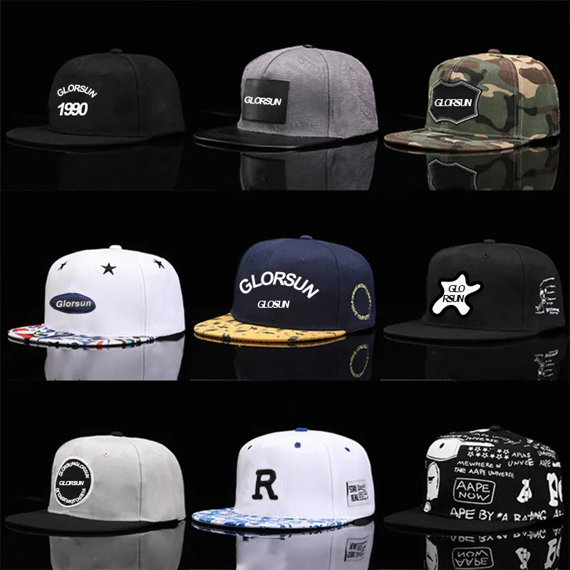 Custom Logo Embroidery Print Flat Brim Hat Multiple Styles Plain Blank Snapback Caps For Men Fitted Hat
