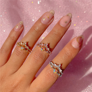 ROXI S925 Sterling Silver 18K Gold-plated pink Zircon Wedding Opening <b>Adjustable</b> <b>Ring</b> Gift - Product Image 5