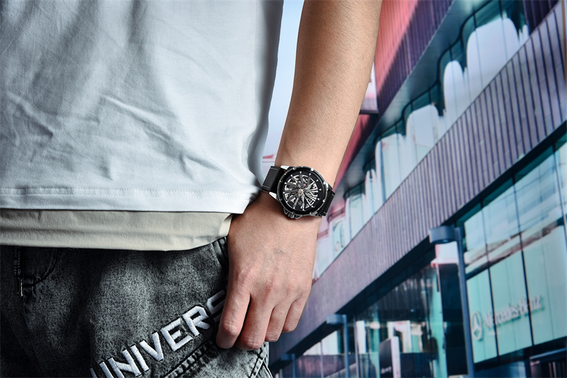 BENYAR New Skeleton Dial Waterproof Watches Business Fashion Mechanical Men's watches Casual Genuine Leather Watch relogio