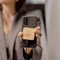 Chargeur sans fil pour téléphone portable à induction rapide 15W en bambou, mini, fin, portable, avec logo personnalisé, respectueux de l'environnement, avec port Type-C