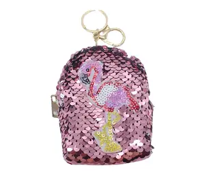 2024 Wholesale Fashion Mini Flip Sequin Coin Bag Women's Change Purse Zipper Coin Purse Keychain Bag