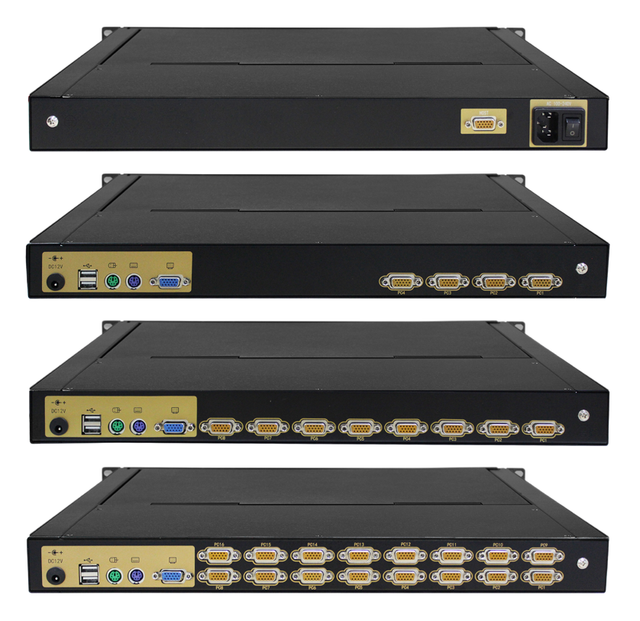 4 Ports Vga Kvm Console 19 Inch 1U Rack Mount KVM Extender 4 Input 1output Kvm Switch