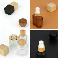 Collection de flacons de parfum personnalisés, formes variées, atomiseur de parfum en verre de luxe avec différents bouchons en bois, cylindres carrés