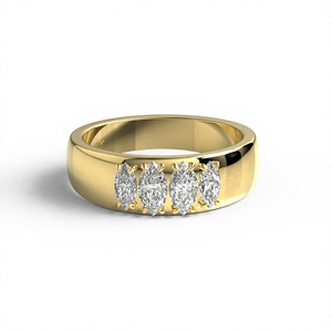 Bague de Luxe Plaqué Or 18K Large avec Diamants Marquise, Cadeau d'Anniversaire, Bague Éternité, Bague Statement, Bijoux Fins pour Femme - Product Image 1