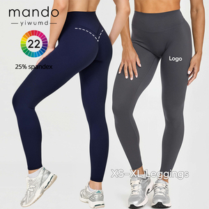 Leggings de yoga taille haute doux à coutures en V, effet push-up, 22 couleurs, 75% Nylon 25% Spandex, tailles XS-XL, vente en gros - Product Image 1