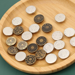 Boutons en métal pour jeans, ronds, vintage, motif étoile gravé, sans nickel, logo en relief, bouton décoratif pour vêtements en denim - Product Image 4
