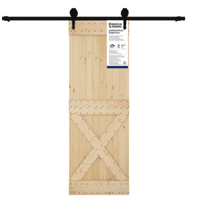 Porte coulissante en bois de pin massif Narvik, 31,5 x 82,7 pouces, style farmhouse, porte de placard intérieure non finie - Product Image 1