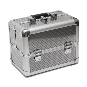 Estuche <span class=keywords><strong>de</strong></span> maquillaje <span class=keywords><strong>de</strong></span> aluminio portátil personalizado, caja <span class=keywords><strong>de</strong></span> almacenamiento <span class=keywords><strong>de</strong></span> cosméticos <span class=keywords><strong>de</strong></span> Color sólido <span class=keywords><strong>de</strong></span> doble capa para maquilladores y suministros para <span class=keywords><strong>uñas</strong></span> - Product Image 6