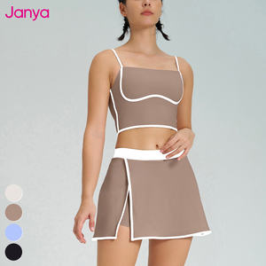 Conjuntos de Ropa Deportiva de Fitness Novedad 2025 con Bloques de Color Top Deportivo de Yoga y Sujetador 2 en 1 Faldas de Golf y Tenis Traje de 2 Piezas para Mujer - Product Image 1