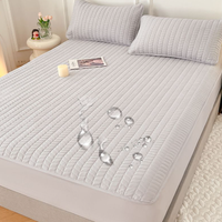 Protège-matelas de luxe imperméable en polyester tricoté à motif géométrique et couleur unie pour usage hospitalier