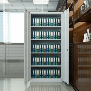 خزانة تخزين معدنية بتصميم عصري مع أرفف قابلة للتعديل وبابين قابلين للقفل، خزانة للمرآب والمطبخ - Product Image 3