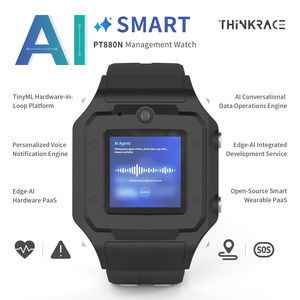 Montre connectée THINKRACE PT880N avec écran TFT, GPS, moniteur de fréquence cardiaque, bouton SOS et notification vocale IA pour la gestion des travailleurs - Product Image 1