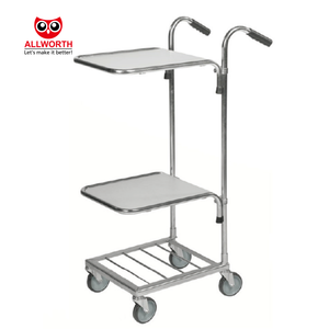 उच्च गुणवत्ता 500 किलोग्राम स्थान की बचत टिकाऊ अलमारियों के साथ टिकाऊ तार धातु कार्गो प्लेटफ़ॉर्म ट्रॉली - Product Image 3