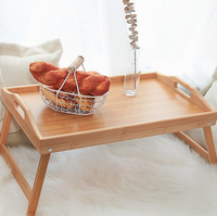 Plateau de petit déjeuner pieds pliants plateau de lit plateaux d'ordinateur décoration plateau de lit en bambou Table d'ordinateur portable avec pieds pliants