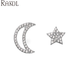 Boucles d'oreilles de poche Lacole EP2648 Design Lune et Étoile 2024 Prêtes à l'emploi Charme en Zircon Bijoux pour Femmes Accessoires - Product Image 2