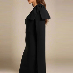 本季热销蝴蝶结修身连衣裙针织晚礼服斜挎裹身女式时尚优雅及膝 - Product Image 2