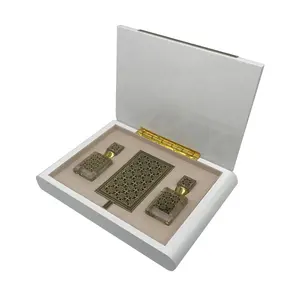 अरबी लोकप्रिय सफेद फैशन पियानो लाह के लिए कस्टम लक्जरी लकड़ी के इत्र बॉक्स पैकेजिंग के 2 pcs 6ml इत्र की शीशी