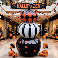 Statue de citrouille empilée peinte à la main, personnalisable et illuminée, de haute qualité, en fibre de verre, pour décoration de Halloween