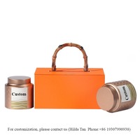 Boîte Cadeau de Luxe Personnalisée 250*140*125mm avec 2 Boîtes à Thé à Couvercle et Doublure en Éponge, Impression Sérigraphique