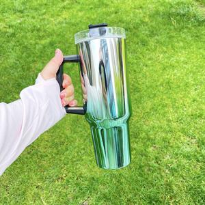 40OZ Stainless Steel New Trending Sublimation Blanks Gradeint <b>Magic</b> Mirror Handle Tumbler for Hot Press Printing - Product Image 3