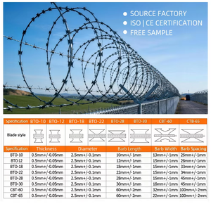 <span class=keywords><strong>Alambre</strong></span> de Púas en Espiral Personalizado con Número y Grado de Acero para Protección de Áreas Públicas, BTO-22, <span class=keywords><strong>Galvanizado</strong></span> en Caliente - Product Image 2
