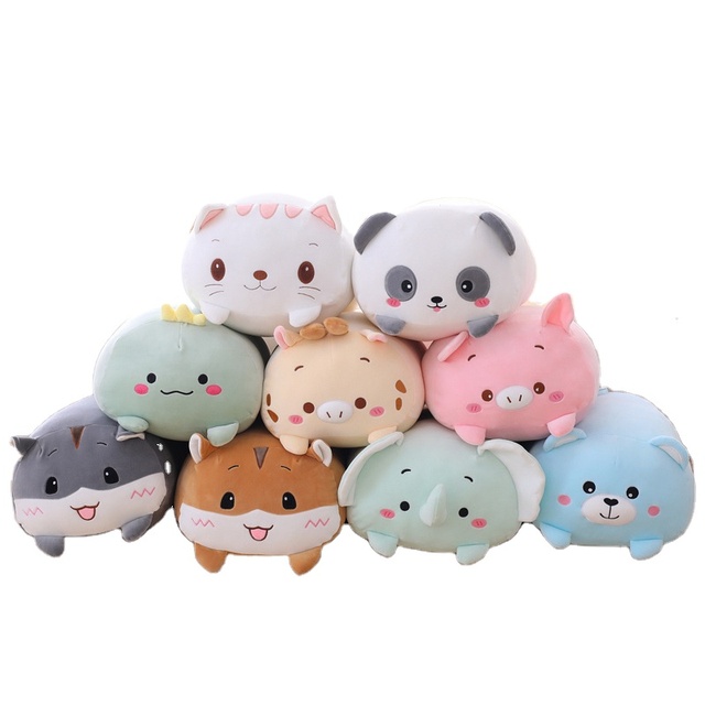 IN STOCK Cartoon Animal Sweet Dinosaur Pig Cat Bear Soft Doll Baby Pillow Panda Hamster Elephant Deer Stuffed Plush Toy