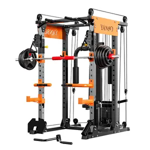 2022 Uitgebreide Trainer Multi Functie Smith Machine Barbell Rack Gym Commerciële Squat Power Rack Golf Fitness Apparatuur