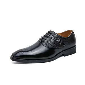 S0068X Nuevos Zapatos Oxford de Hombre de Cuero Genuino de Vaca, Formales, con Borde Abierto y Perlas Bordadas, Ligeros y a la Moda para Otoño, para Novio - Product Image 1