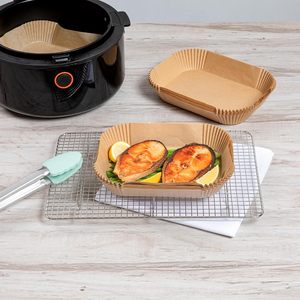 Papier sulfurisé rectangulaire personnalisé pour friteuse à air, 100 pièces, double face, résistant à l'huile, compatible alimentaire, imperméable et compatible four - Product Image 2