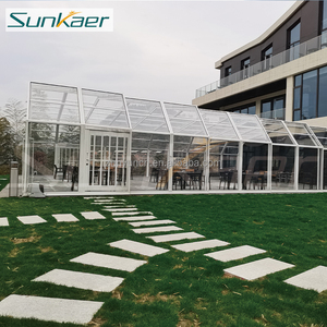 Jardin d'hiver rétractable Salles de soleil et maisons en verre en aluminium préfabriquées Terras coulissantes pliables à toit en forme de véranda - Product Image 6