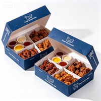 Boîte à poulet frit personnalisée avec impression, avec compartiment à sauce, de haute qualité, pour plats à emporter, résistante à la graisse, pour poulet et noix