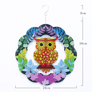 Colorido Giratorio de Viento 3D de Acero Inoxidable con Diseño de Búho y Flamenco, Adorno Colgante para Jardín Exterior, Decoración Personalizada - Product Image 2